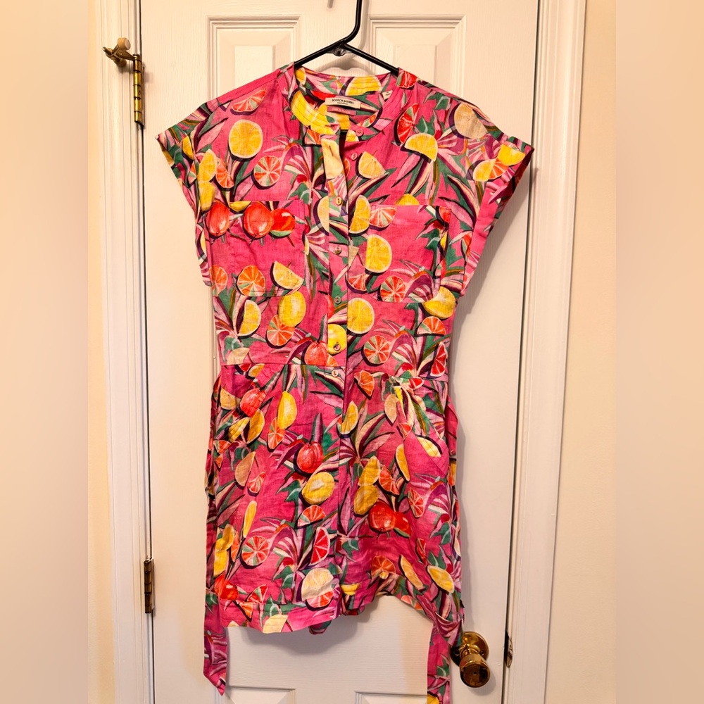 Scotch & Soda Women's Linen Romper, Pink Tropical Citrus Print, Size 36 (Size 6) - Picture 8 of 16
